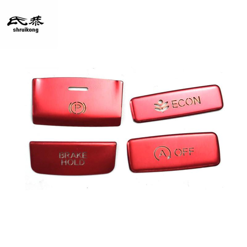 4pcs/Lot Aluminum Alloy Gear Panel Electronic Handbrake Decorative Cover For  Honda CIVIC 11th  MK11