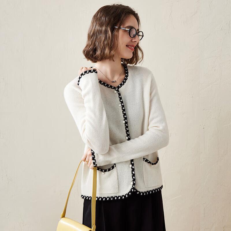 Women's Premium Color-block Cashmere Knit Cardigan