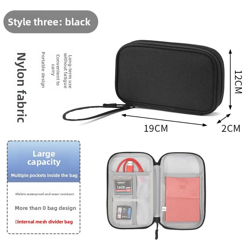 

Digital accessory storage bag, double-layer power supply hard drive protective case, power bank, USB drive, earphone dustproof data cable storage bag Black Style Three