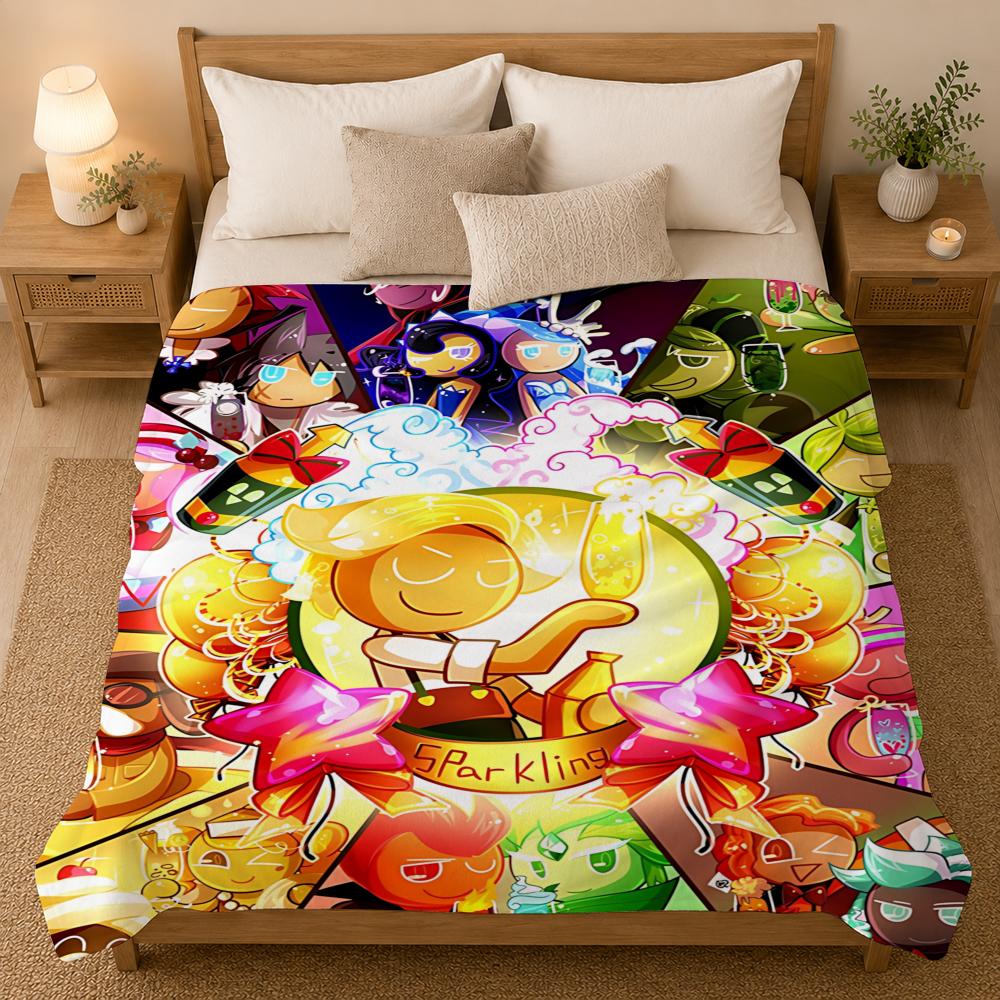 Cookie Run Kingdom Game Throw 240g Flannel Blanket, Suitable for Sofas, Beds, Offices, Exquisite Gift Blankets