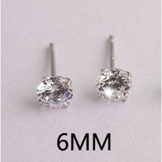 Luxury Female 6/7/8mm Round Lab Diamond Earrings 100% Real 925 Sterling Silver Earrings For Women Small Screw Stud