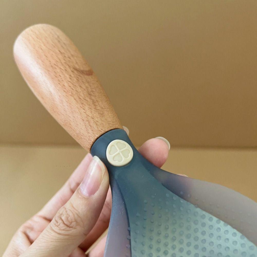 Wooden Handle Silicone Rice Spoon Non-stick Heat-resistant Spoon Standing Cooking Spoon  Home