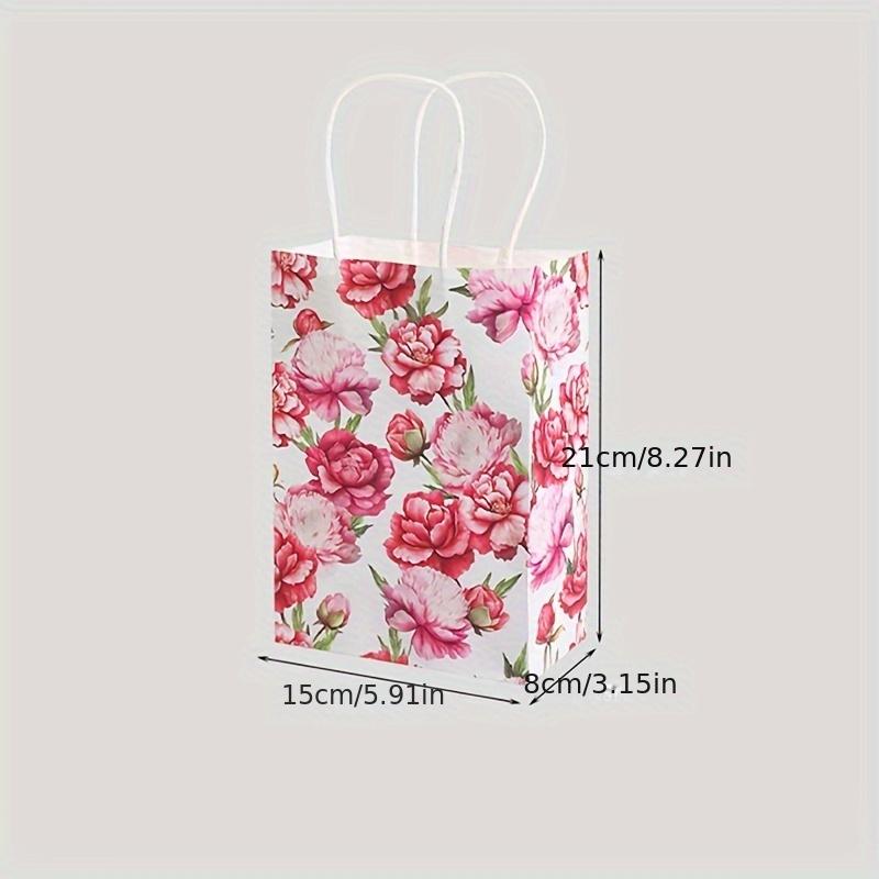 5pcs Flower Pattern Gift Bag Pink Carnation Happy Mother's Day Gift Handbag and Rose Foil Balloon Party Supplies
