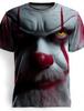 Terrifying Joker 3D Printed T-shirt Exaggerated Designer Horror Party Men's Street Casual Short Sleeve Summer Dress