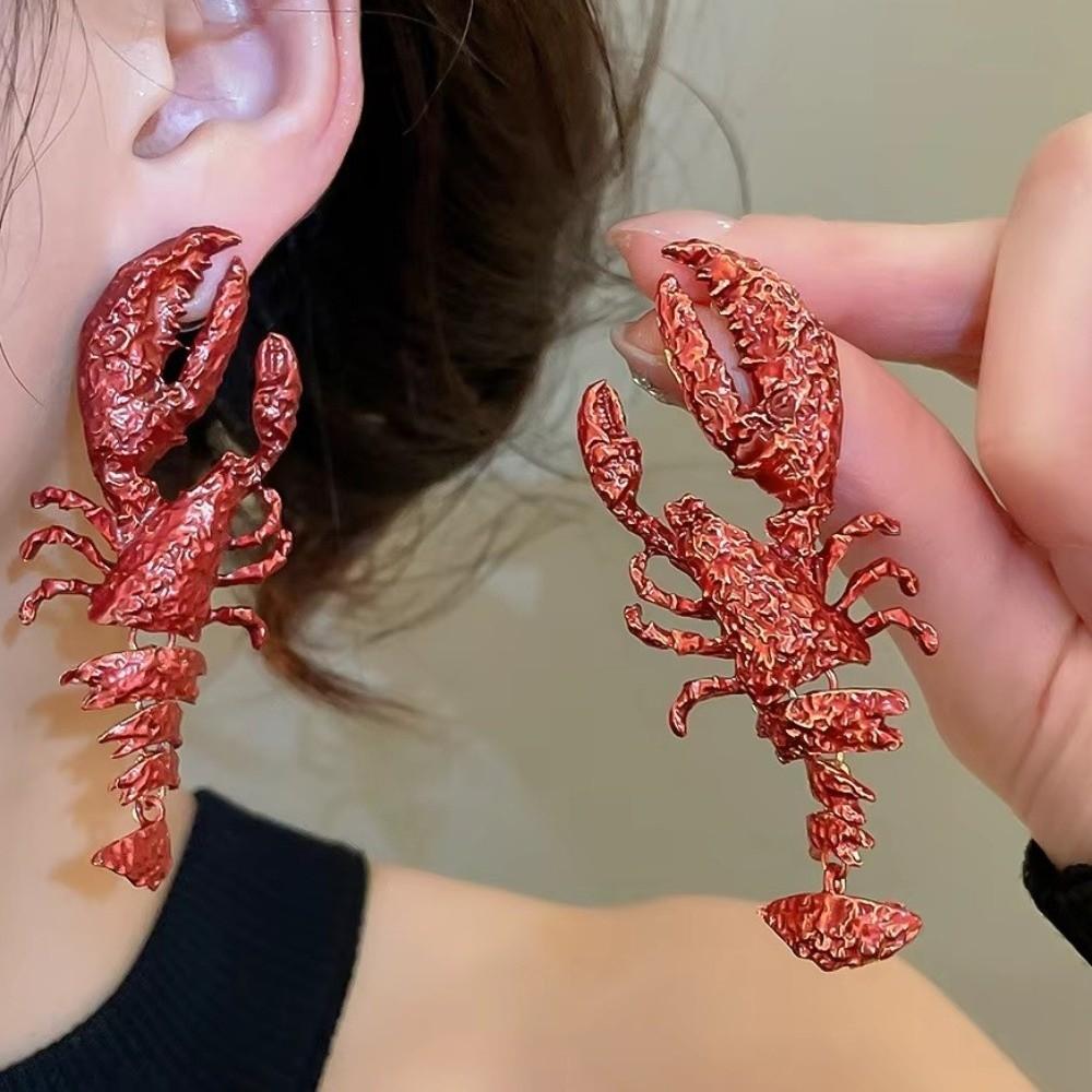 Large Size Lobster Earrings Spray-painted Animal Drop Earrings Women Accessories
