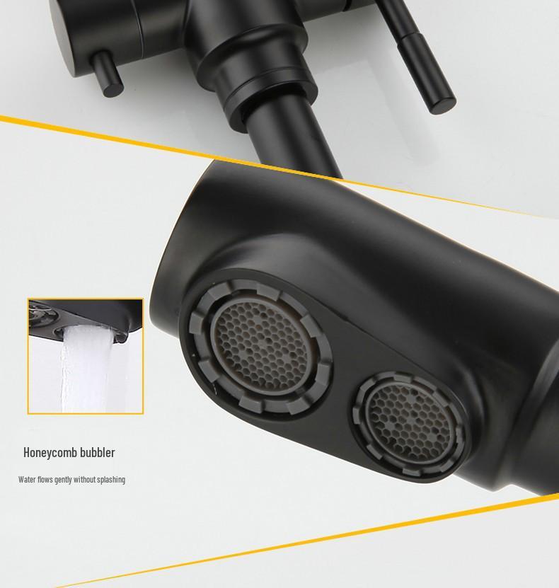 Grifo de Cocina de Acero Inoxidable 304 con Doble Salida y Opciones de Agua Caliente, Fría y Purificada
