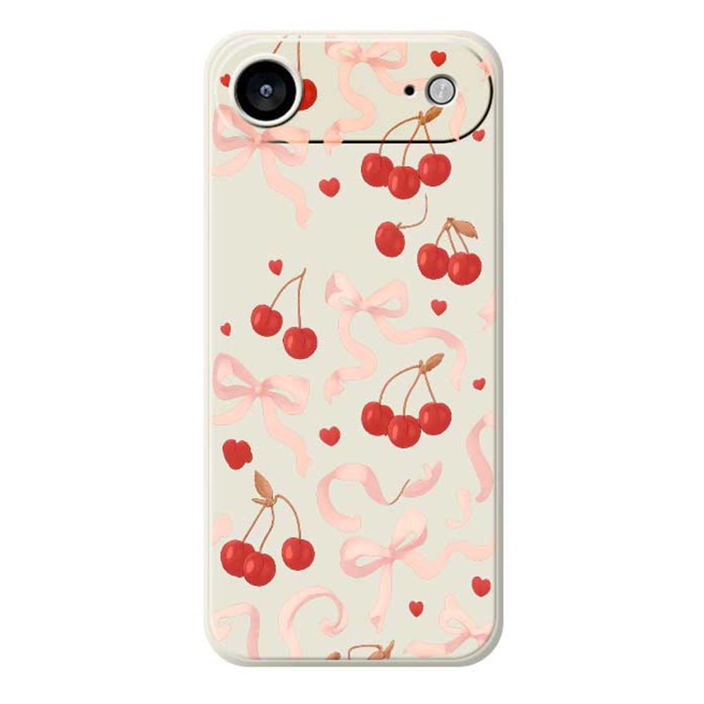 For iPhone 17 Air Case Big Bow Cherry Pattern Printing Straight Edge TPU Phone Back Cover