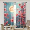 2pc,  Party Curtains Cherry tree blue sky sun petals Machine Washable Polyester,Without Electricity Party Decorations Use for