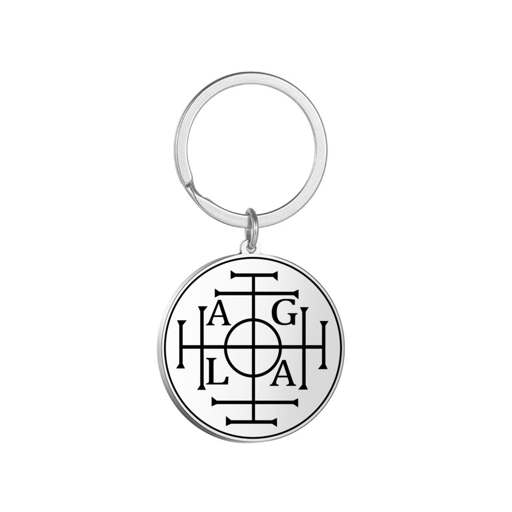 Dawapara Archangels Sigil Talisman Keychain Metatron Witchcraft Triple Moon Pentagram Pendant Stainless Steel Jewelry
