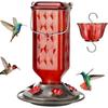 Glass Hummingbird Feeder for Outdoor Hanging, 24 Ounces, 6 Feeding Ports, Bird Nectar Feeder for Garden Décor, Ant Moat Included, Turquoise