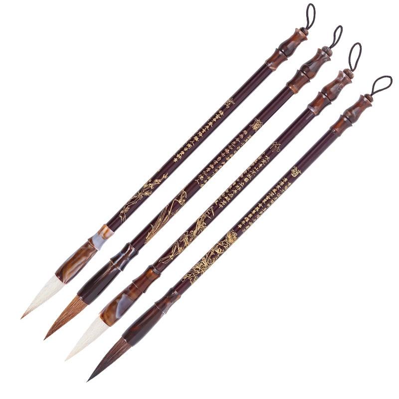 Set di 4 pennelli per calligrafia cinese Pennello tradizionale cinese per calligrafia Arte della scrittura Pennello per pittura a olio Disegno Pennelli Articoli per il disegno