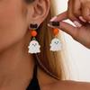 Cute Cartoon White Ghost Stud Earrings for Women Funny Monster Little Devil Earrings Halloween Gothic Party Spooky Jewelry Gift