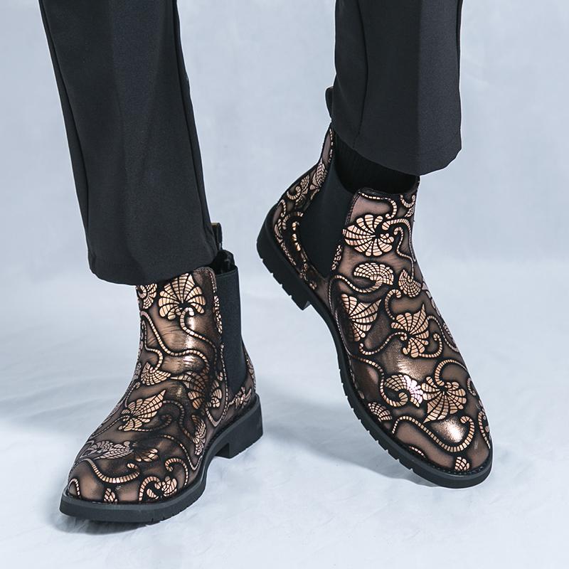 Fashion Luxury Brand Patent Leather Shoes Men's Boots Formal Low Top Casual Shoes Dress Boots Chelsea Business Ankle Boots Men 38-48