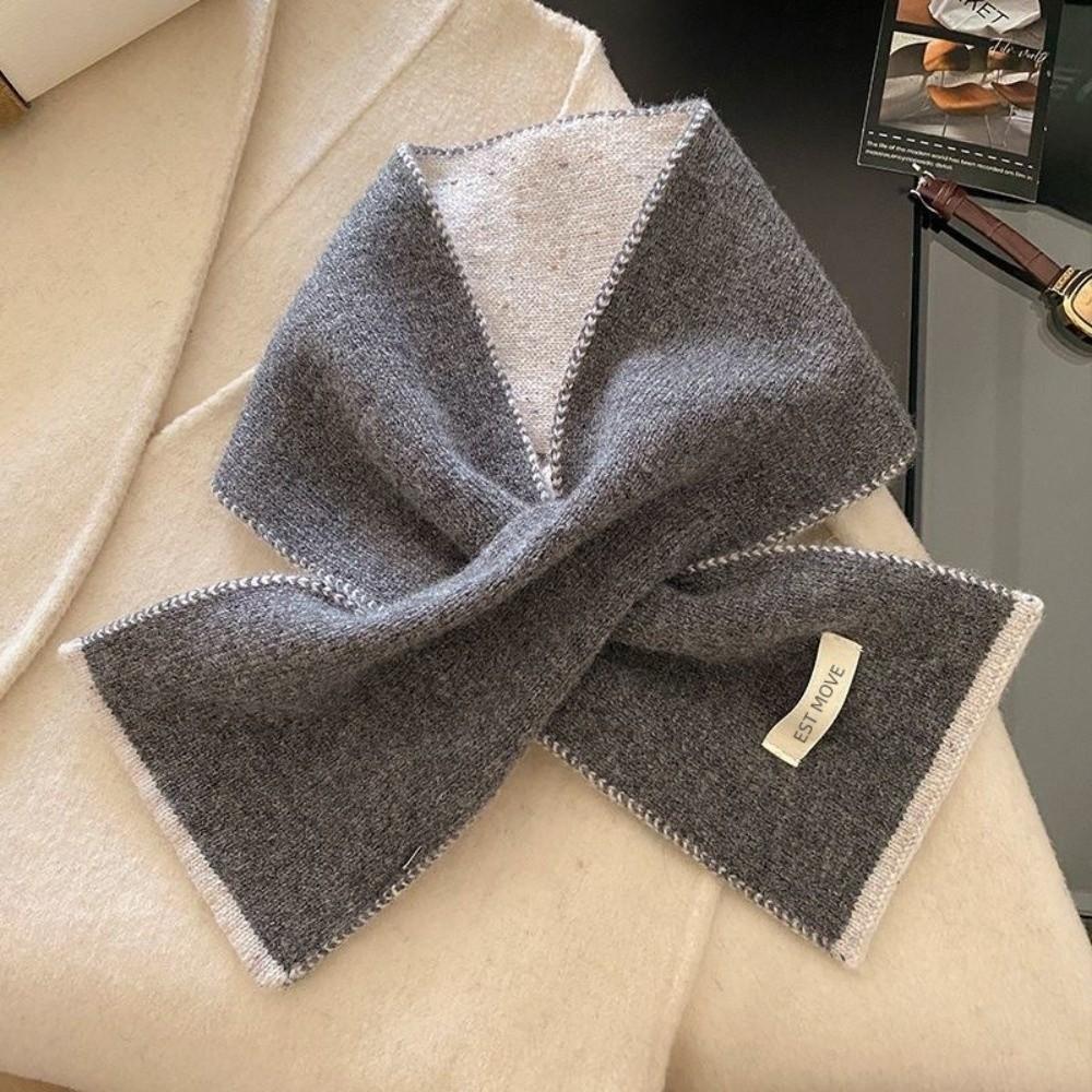 All-Match Design Cross Neck Scarf Soft Knitted Small Neck Scarves Knitted Neck Warmer For Women