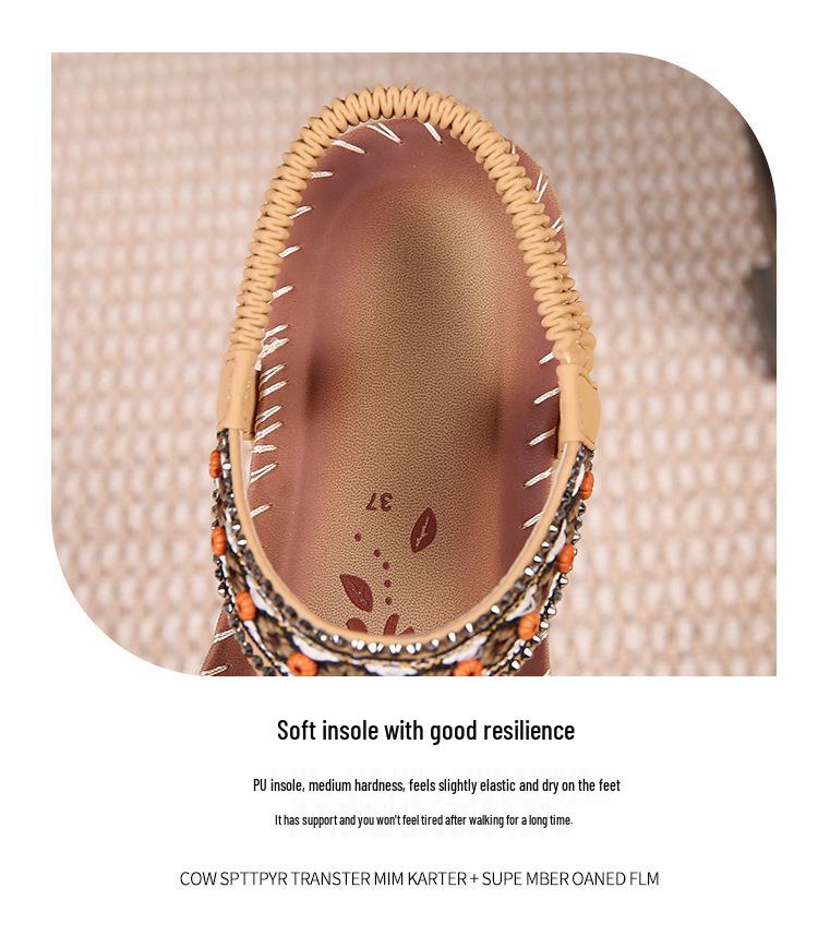 2025 Bohemian Rhinestone Women's Summer Sandals - Flat, Round & Open Toe