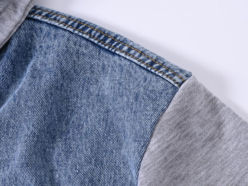 Trendy Plus Size Patchwork Denim Hoodie - Casual Loose Fit