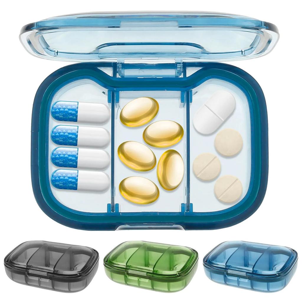 3Pcs 3 Compartment Pill Box Moisture Proof Pill Case Sealing Strip Fit 2-4 Days Travel Pill Organizer Travel Pill Container