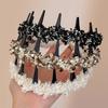 Wavy Headband Tweed Texture Non-Slip Braided Toothed Design Hair Hoop Women Volume-boosting Headband