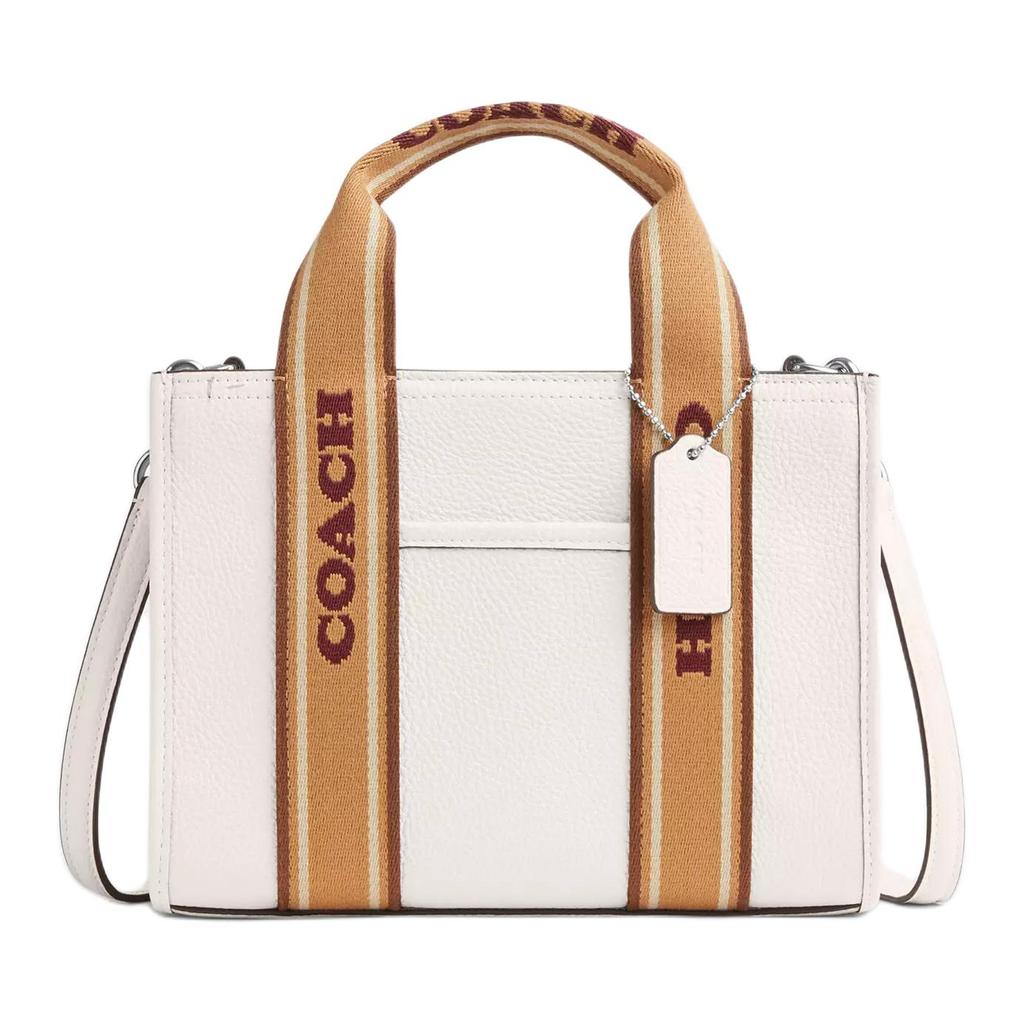 Coach Smith 24 Logo Magnetic Closure Leather Tote Bag Women Tote Bags White Brown CAR77-SVCAH