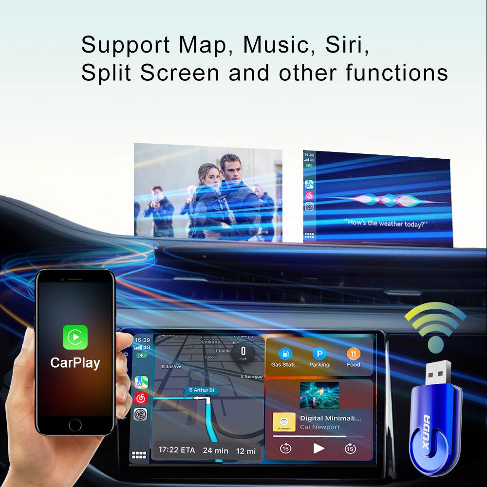 2025 New Mini 2 in1Carplay Android Auto Wired To Wireless Portable Car Navigation USB Interface Fast Transmission Speed Stable