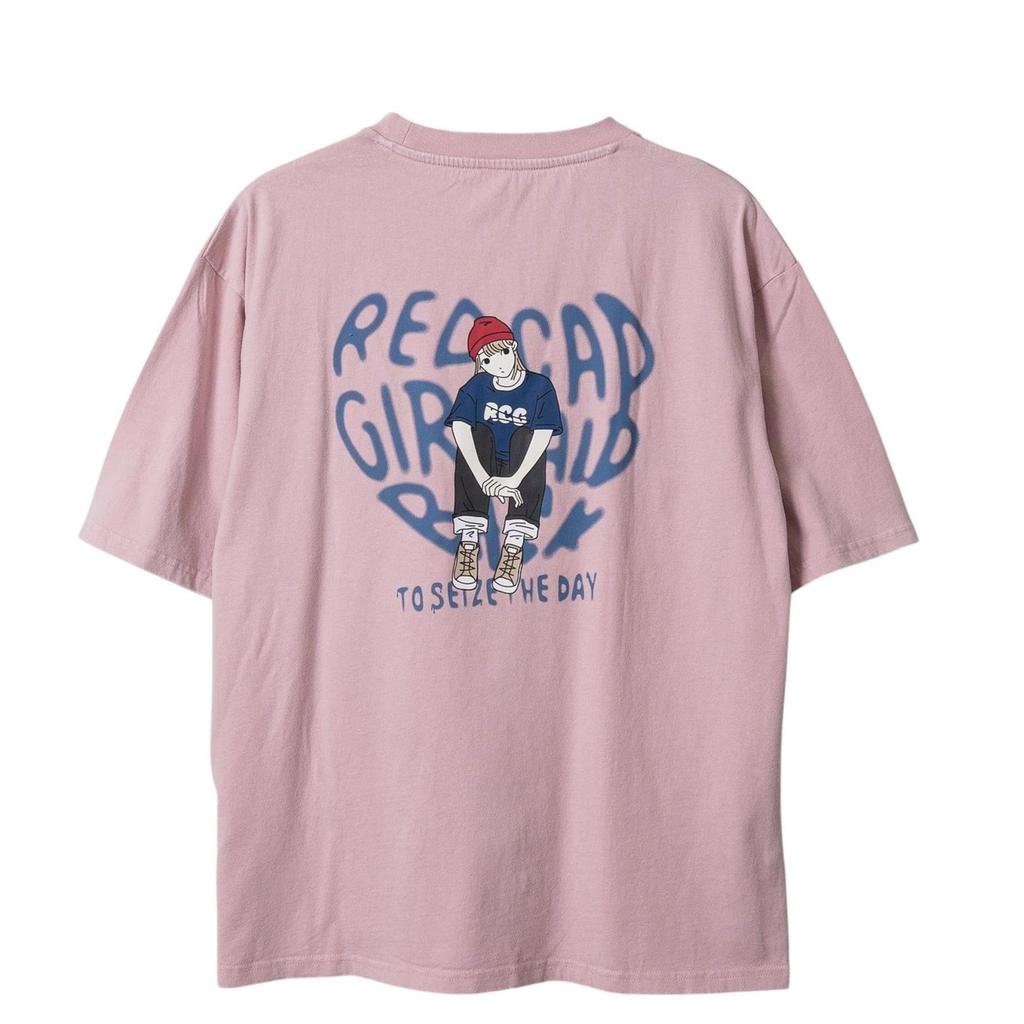Cap Printed Wash Unisex RE26SU04 PINK M [Red Girl] Short-Sleeve T-Shirt (Snow Finish) / /