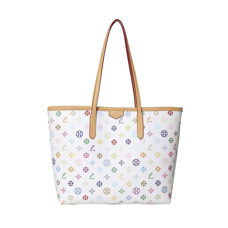 Bag New light luxury printed tote bag retro shoulder bag large capacity daily commuter handbag