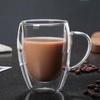 Qitai Insulated Double Wall Glass Mugs with Handle, 350ml (2-Pack)