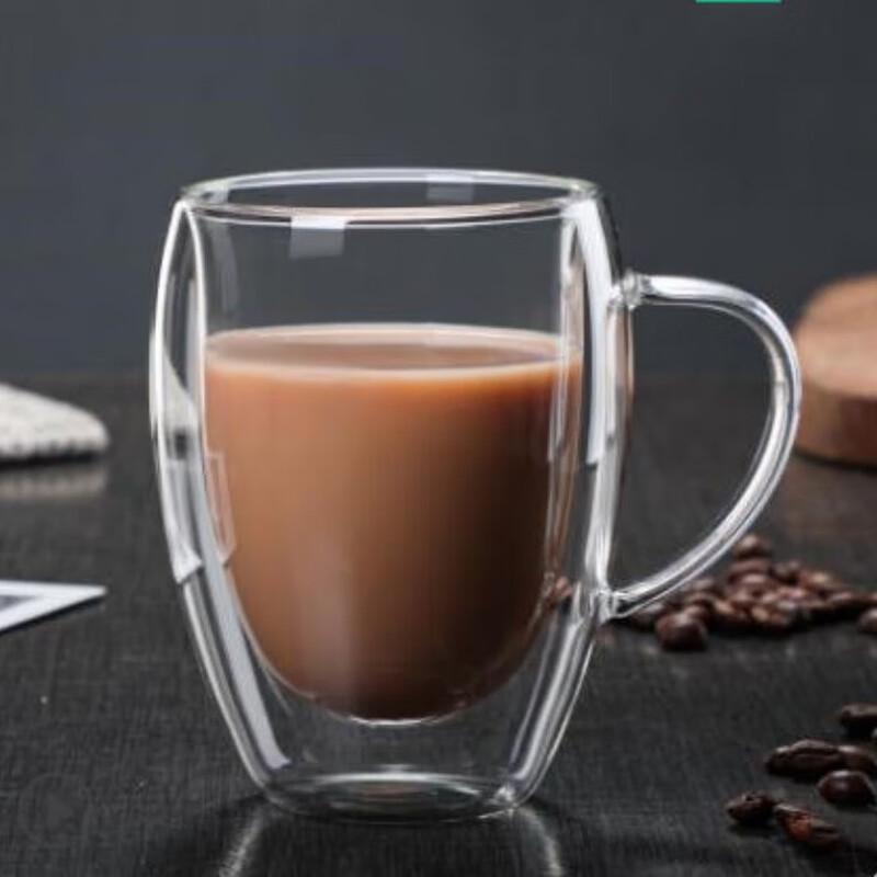 Кружки Qitai из стекла с двойными стенками и ручкой, 350 мл (2-Pack)