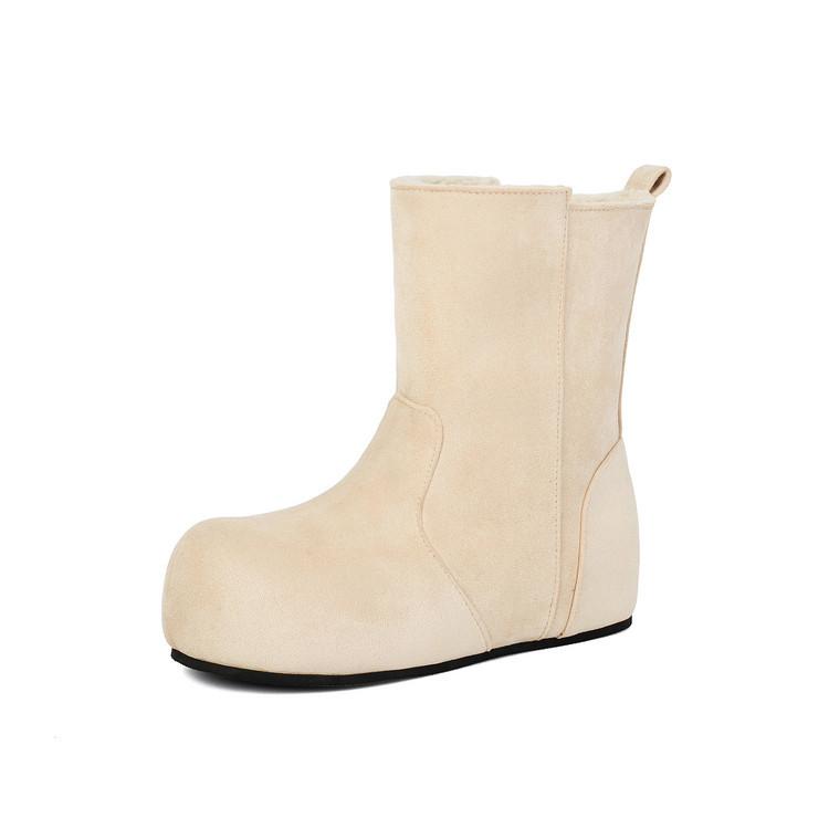 Retro soft leather Birkenstock boots, velvet flat-bottomed short boots, warm Martin boots, autumn and winter new soft-soled wide boots