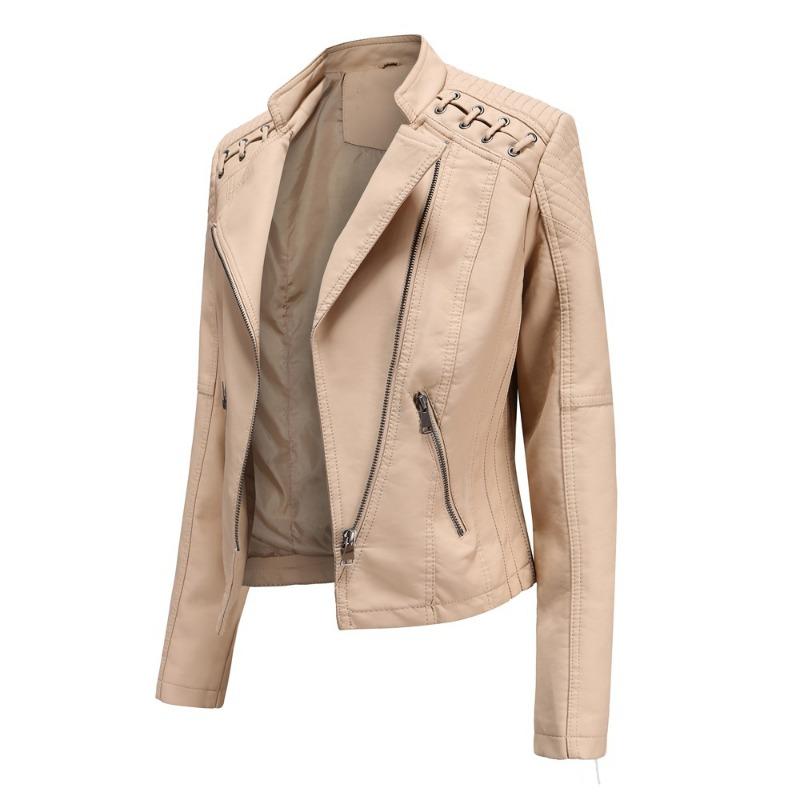 New Spring and Autumn Women's Leather Jacket Women's Jacket Slim Thin Small Jacket Women's Motorcycle Clothing Leather Jacket