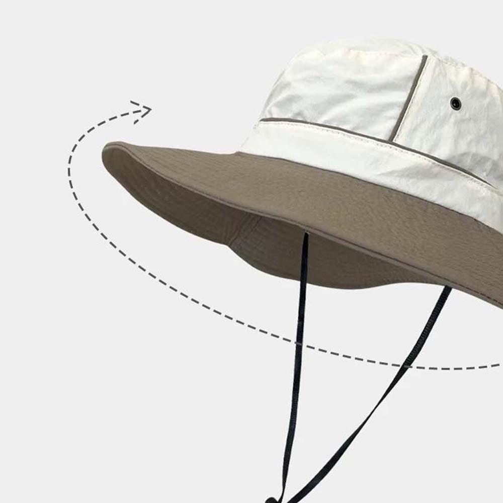 Portable Summer Alpine Hat Windproof Rope Women Hiking Cap Foldable Bucket Cap Camping