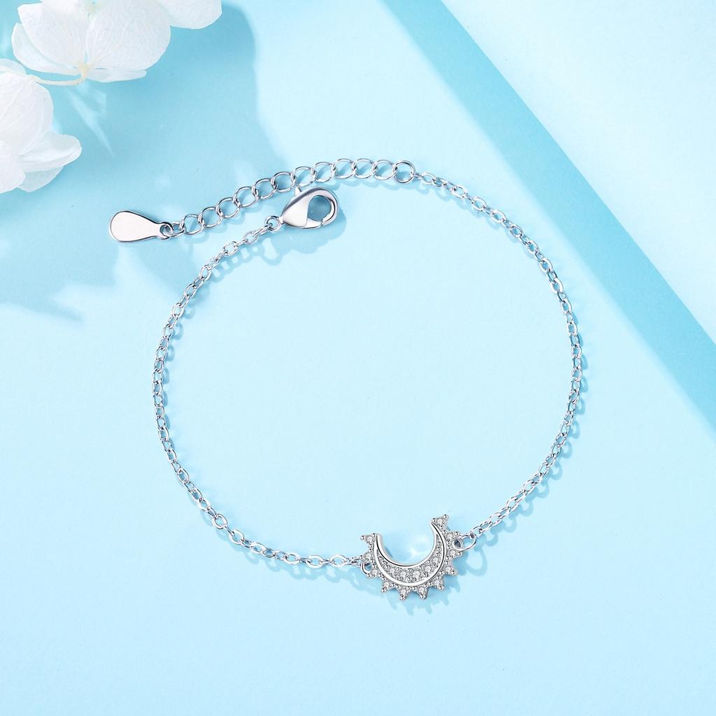 925 Silver Butterfly Moon Star Stone Bracelet Minimalist Jewelry