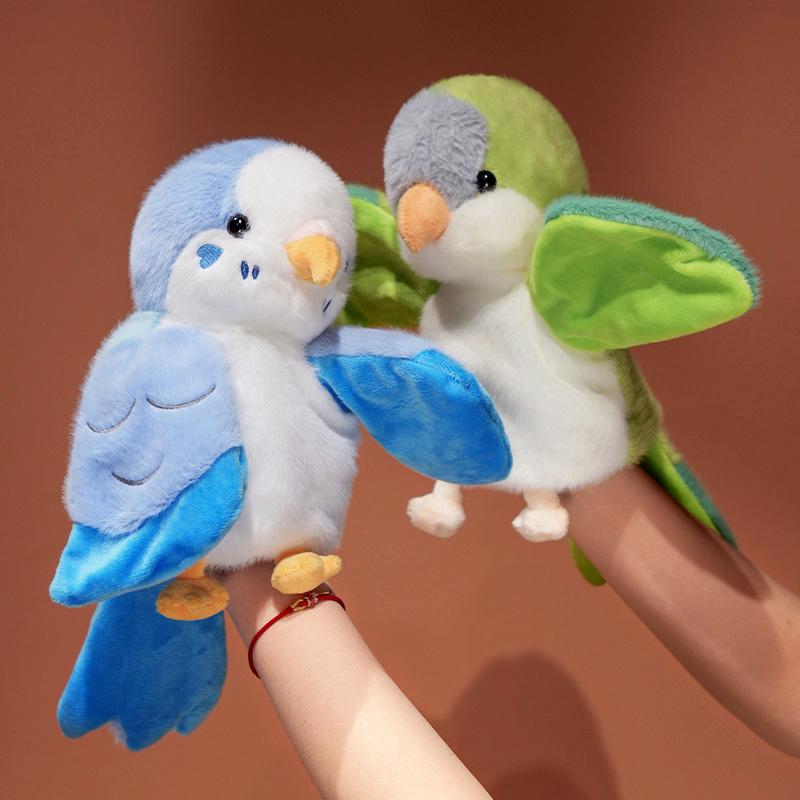 Cute Bird Parrot Hand Puppet Soft Stuffed Fluffy Doll Cosplay Plush Funny Educational Baby Toy Game Kawaii Cockatiel Budgerigar