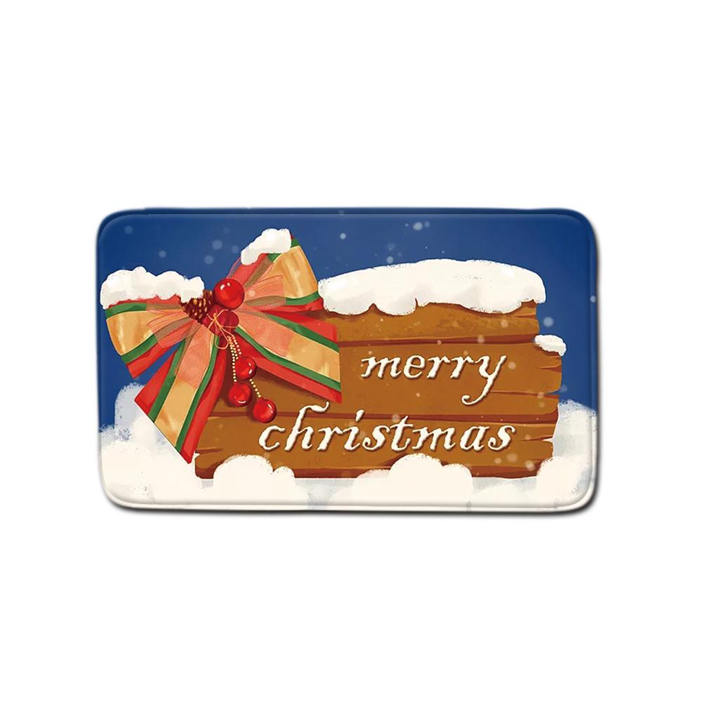 Christmas Shower Curtain Floor Mat Combination Four-Piece Set Bathroom Toilet Carpet Shower Room Mat Foot Mat