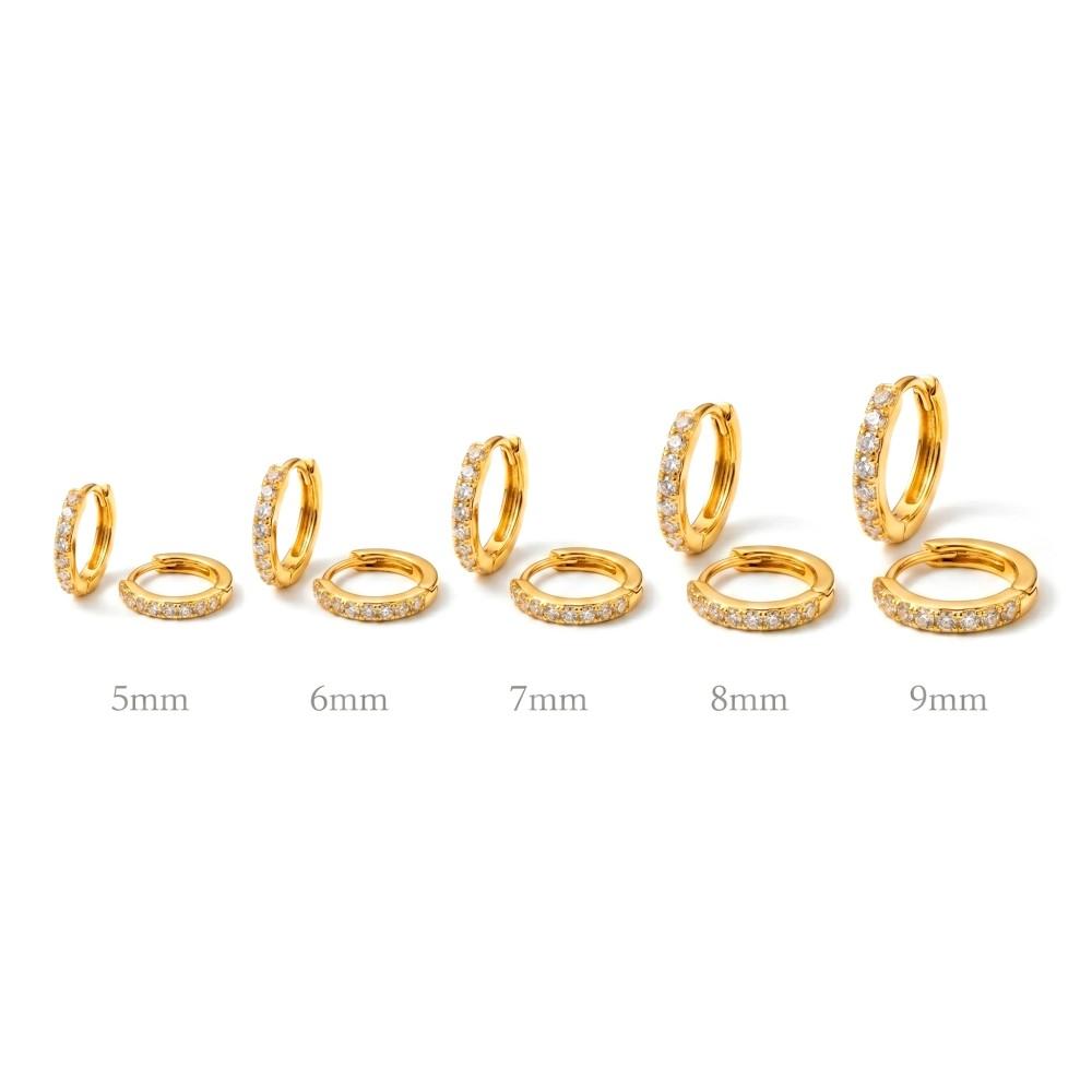 Mariasz Minimalist 5-9mm Copper Dainty Hoop Earrings Classic Crystal Zirconia Small Helix Tragus Gold Color Jewelry for Women
