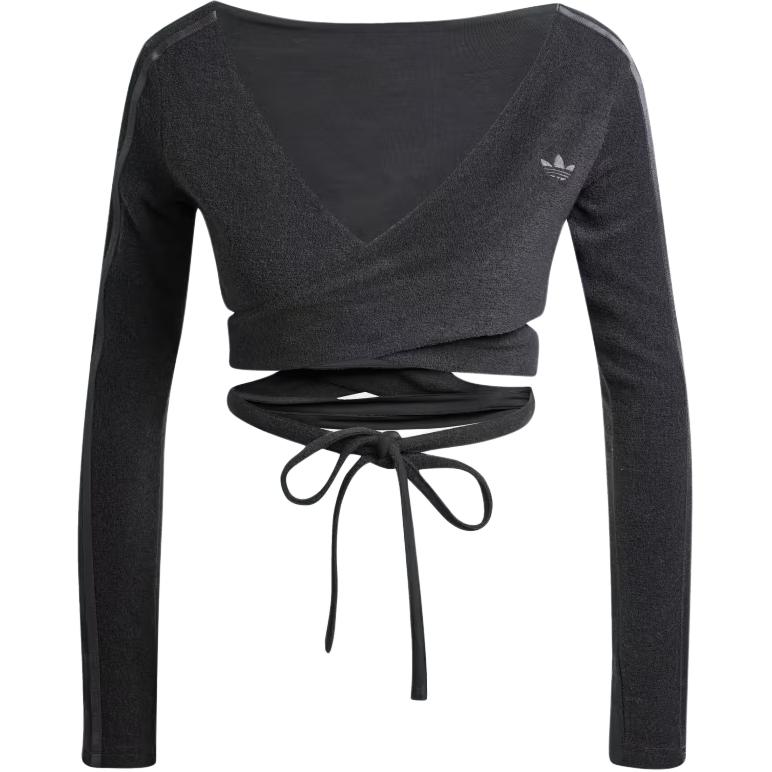

Adidas Originals Wraparound Cardigan Fashion Long Sleeve Regular T-Shirt Women Tops Carbon JN3011 L