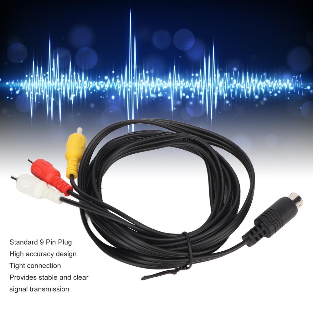 כבל Mini DIN 9 פינים מצופה ניקל ל-3 RCA, זכר לזכר, כבל Mini DIN למקלט טלוויזיה AV