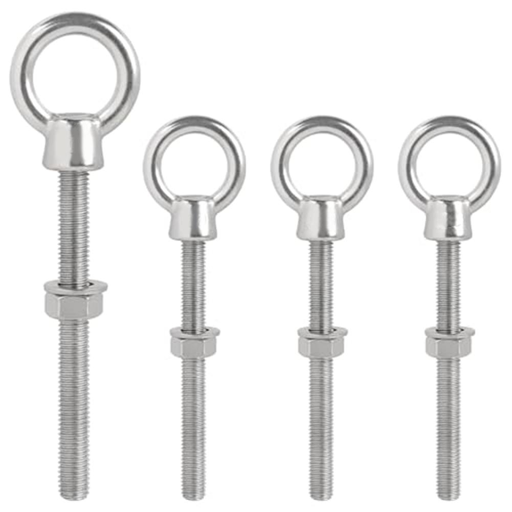 4-Pack For M12 X 120mm Stainless Steel Eye Bolt Screws With Rings For Lifting & Rigging Industrial Use Hardware Fixtures