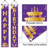 Purple Gold Happy Birthday Door Banner Decorations, Happy Birthday Porch Sign Party Supplies for Girls Women, 16th 21st 30th 40th 50th 60th Birthday