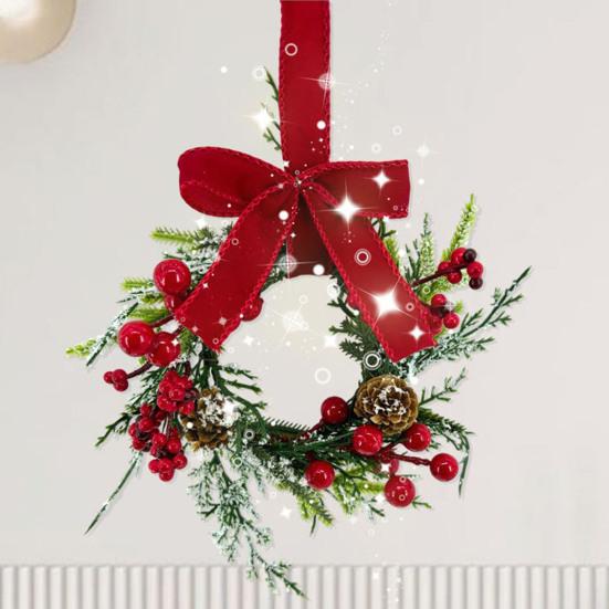 Christmas Cabinet Wreath Pine Needles Berries Pine Cones Decor Kitchen Shelves Indoor Outdoor Garland