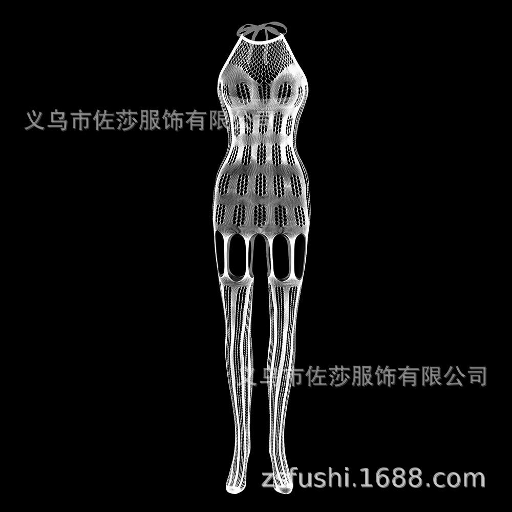 Sex Underwear Sexy Fishnet Socks One-piece Stockings Women's Open Crotch Suspenders Hollow Perspective Temptation One-piece Netwear