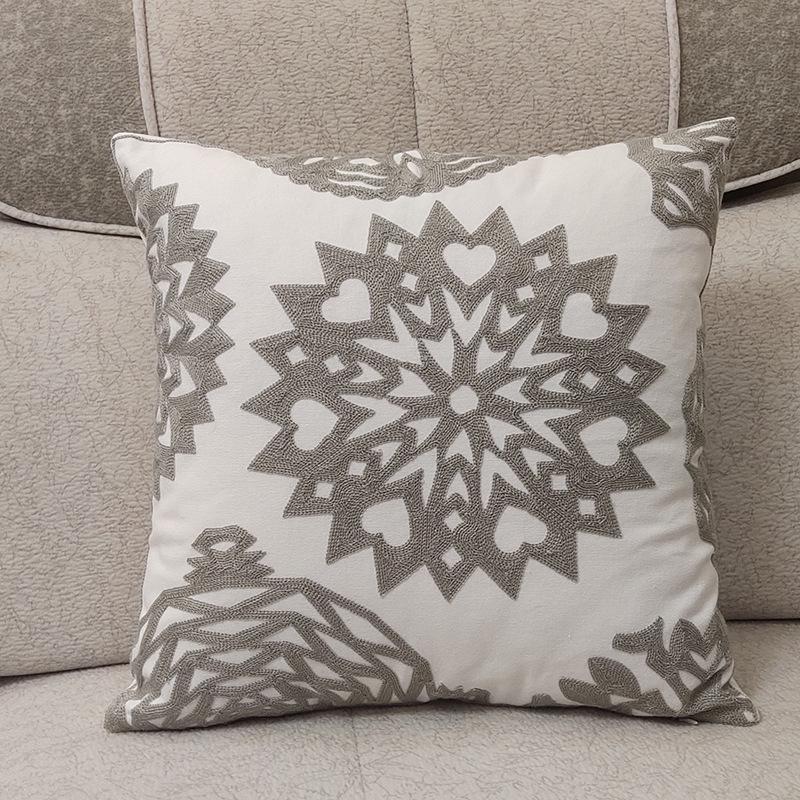 Nordic Minimalist Geometric Embroidered Pillow Cover for Sofa, Office, or Bedroom.