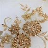 1Pcs Golden Silver Lace Applique Beads Neckline Collar Appliques Embroidery Lace Trim Fabric Cloth Sewing Patchwork