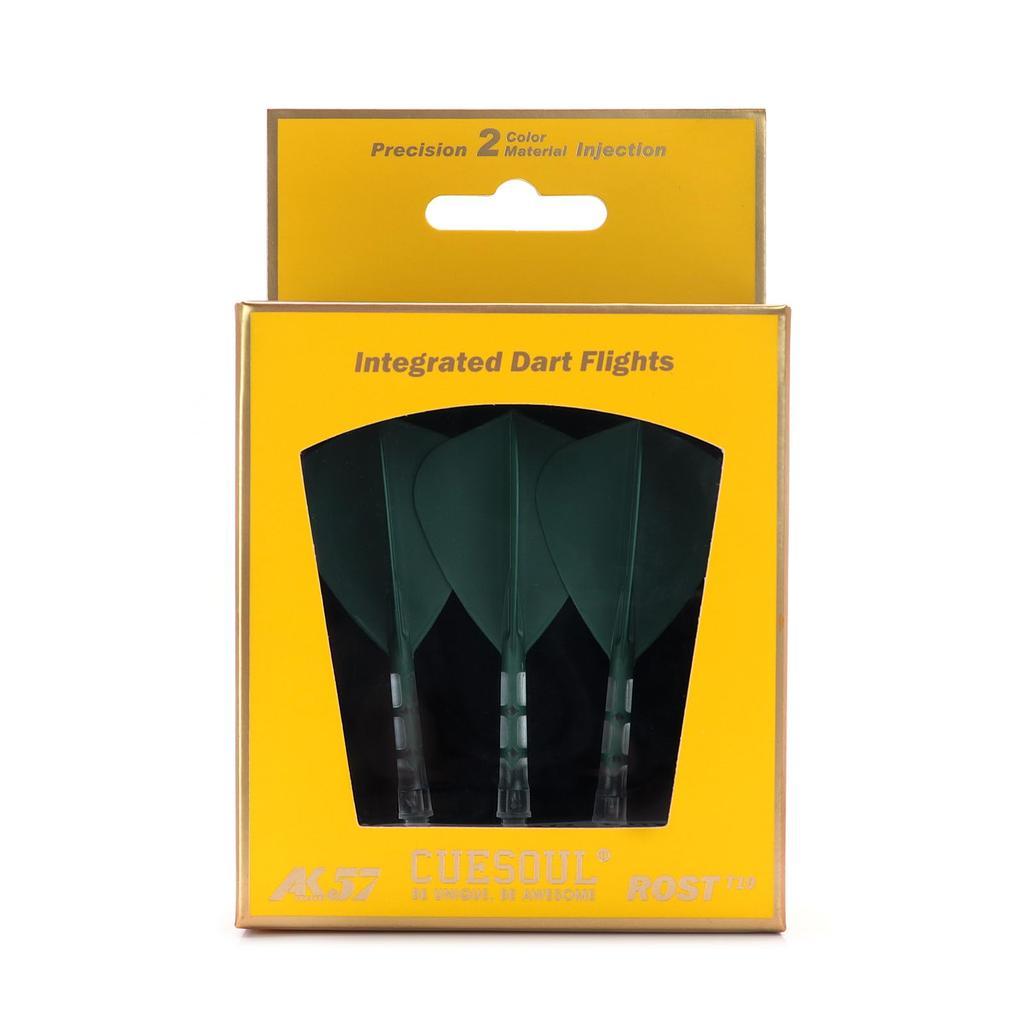 CUESOUL ROSTAK57 T19 Series Integrated Shaft Kite Shape Set of 3 Two-Tone Dual-Material Flights, Series, (Dark Green) CS-AK57FZ3M