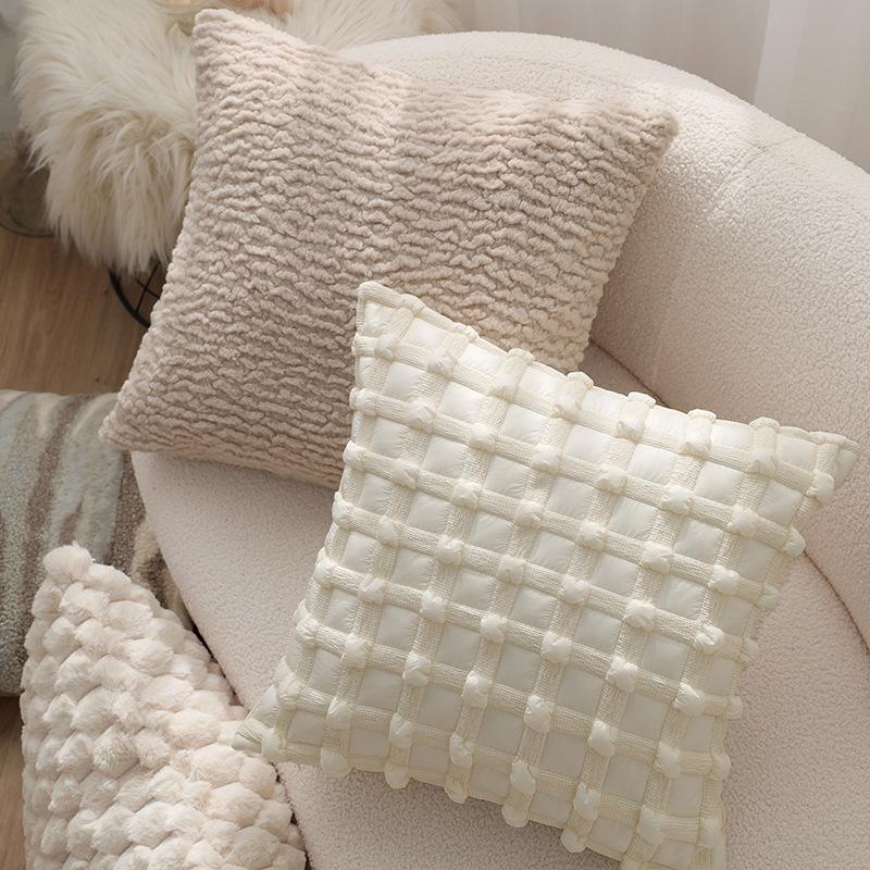 Cream Style Pillow Case Living Room Sofa Lumbar Pillow Bedside Bay Window Soft Decoration Cushion Does Not Include Pillow Core
