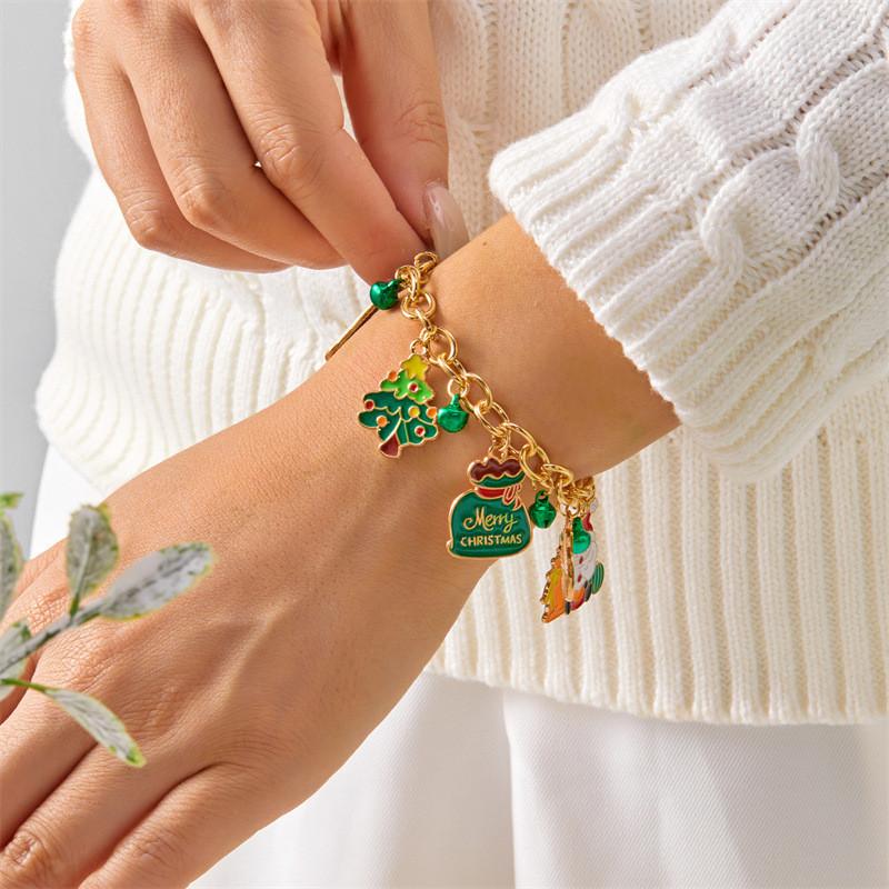 Festive Christmas Hand Jewelry With Reindeer Bell Snowflake For Celebrations