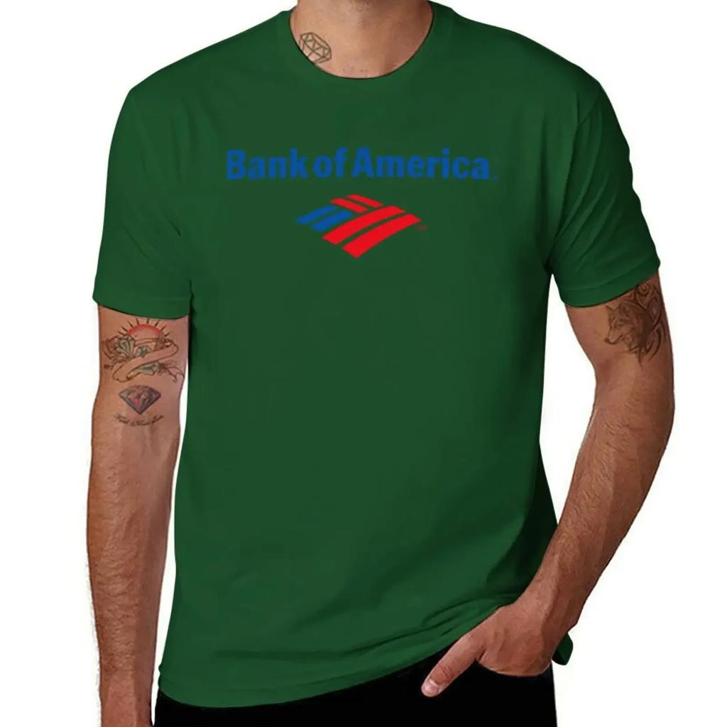 BANK OF AMERICA T-Shirt plus sizes summer tops blue archive oversized t shirt plain white t shirts men