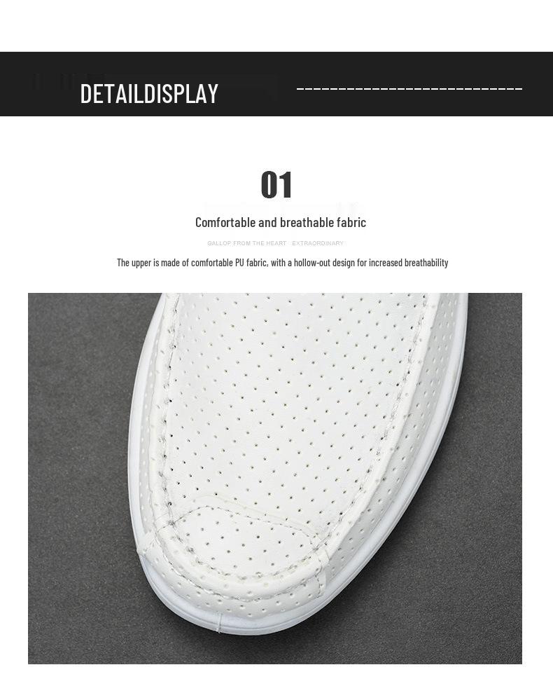 Herren Weiße Perforierte Leder Slip-On Krankenschwester Schuhe - Atmungsaktiv, Rutschfest, Verschleißfest, Lässige Flache Sohle Board Schuhe