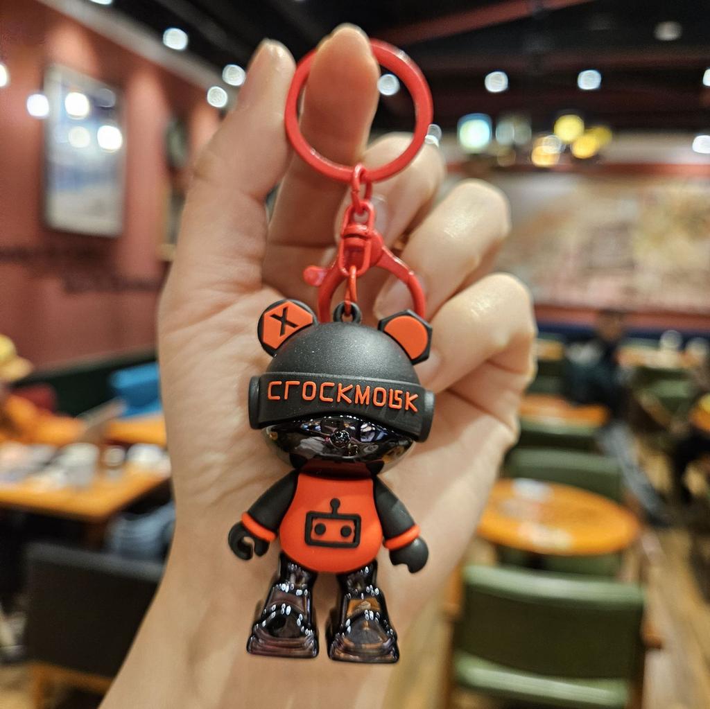 Kreativní Kreslená Sluchátka Sestava Medvěd Klíčenka Cool Mechanický Medvěd Přívěsek na Klíče Ozdoba na Tašku