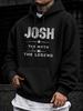 Unisex Hoodie, Casual Daily Wear, Josh The Myth The Legend Text Graphic Print, Pullover Sweatshirt, Vintage Distressed Style, Autumn Winter Outdoor St